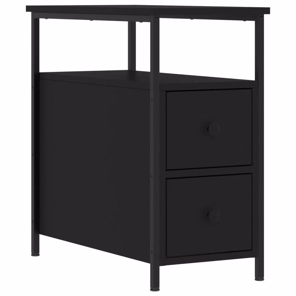 Berkfield Home Set of 2 Black Modern Bedside Cabinets in Engineered Wood W/D/H: 30 x 60 x 60 cm – 4