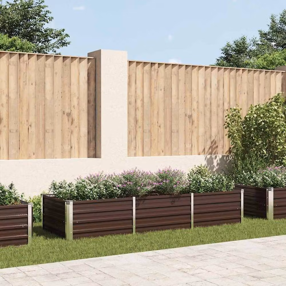 Berkfield Home Garden Brown Galvanised Steel Raised Bed W/D/H: 240 x 80 x 45 cm – 2