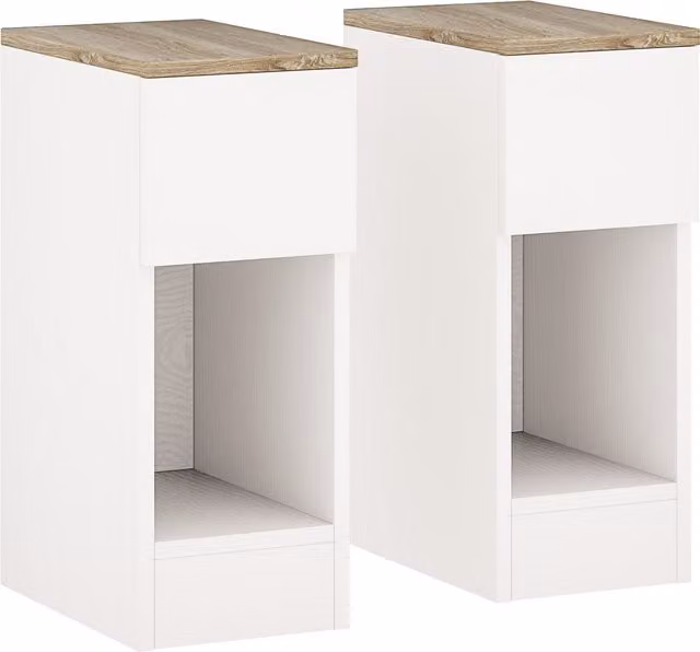 HOMCOM Set of Two Modern White Storage Bedside Tables – 1