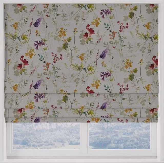 Terrys Tuileries Made to Measure Blackout Roman Blind in Multicolour Floral Blossom Design
