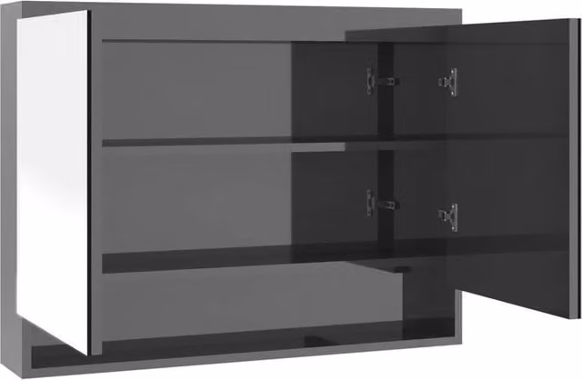 Berkfield Home Modern Bathroom Mirror Cabinet in Glossy Grey, W: 80 cm, D: 15 cm, H: 60 cm