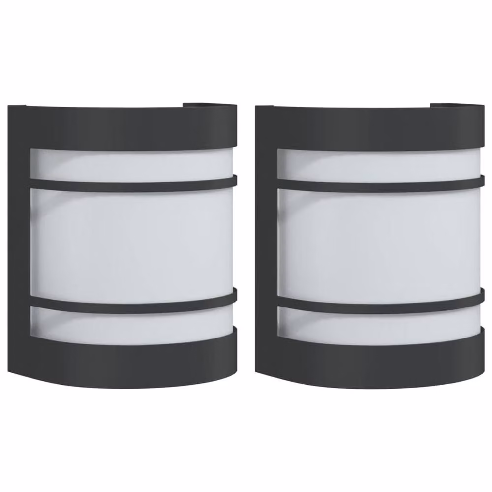 Berkfield Home Set of 2 Modern Black Stainless Steel and Glass Outdoor Wall Lights for Garden – 2