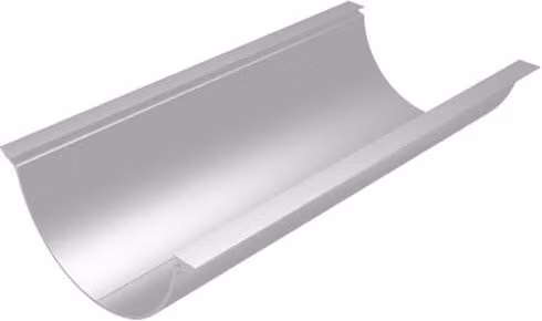 ARP Aluminium Beaded Half Round Gutter in Silver PPC Finish, W: 12.5 cm, L: 1 m