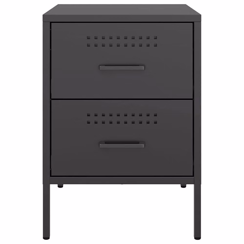 Berkfield Home Durable Metal Bedside Cabinets, 2 Pack, Black, W/D/H: 39 x 39 x 50.5 cm – 3