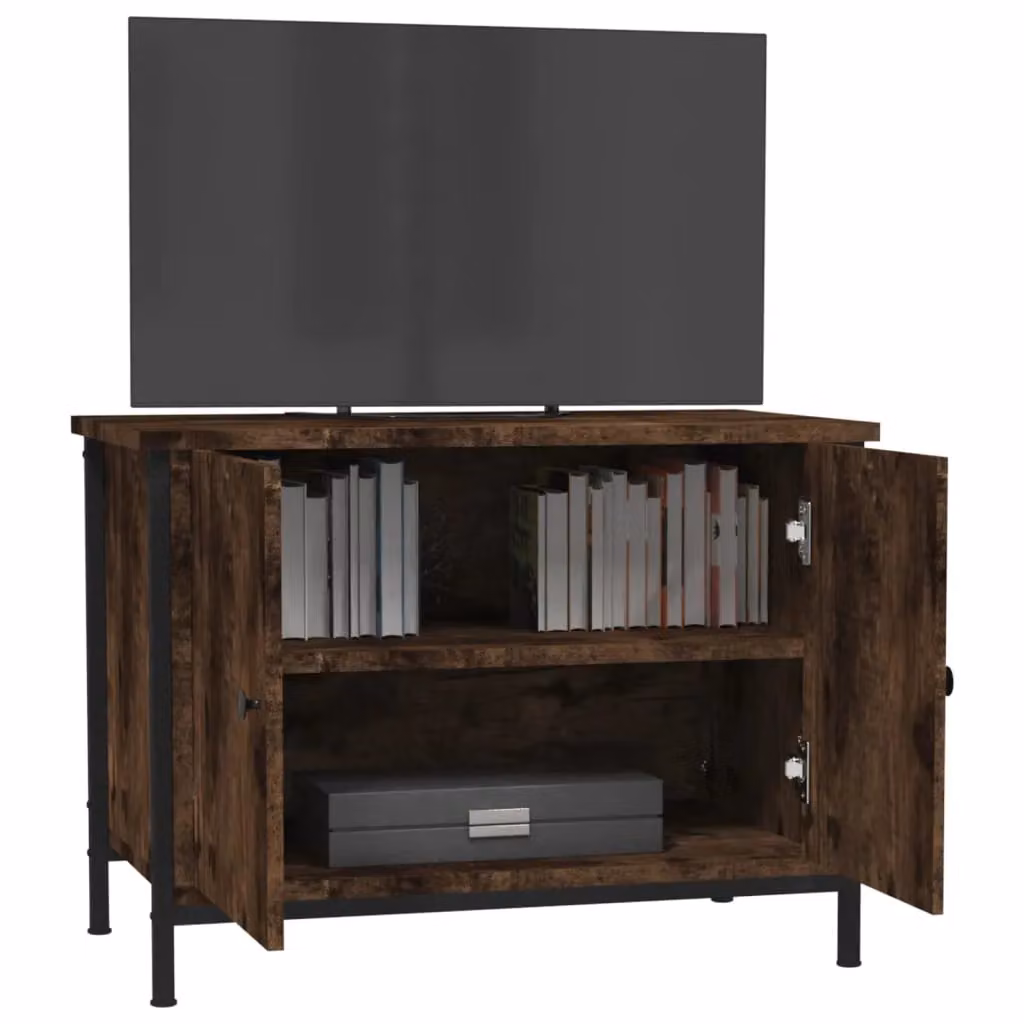 Berkfield Home TV Cabinet with Doors in Smoked Oak Brown, W/D/H: 60 x 35 x 45 cm – 3