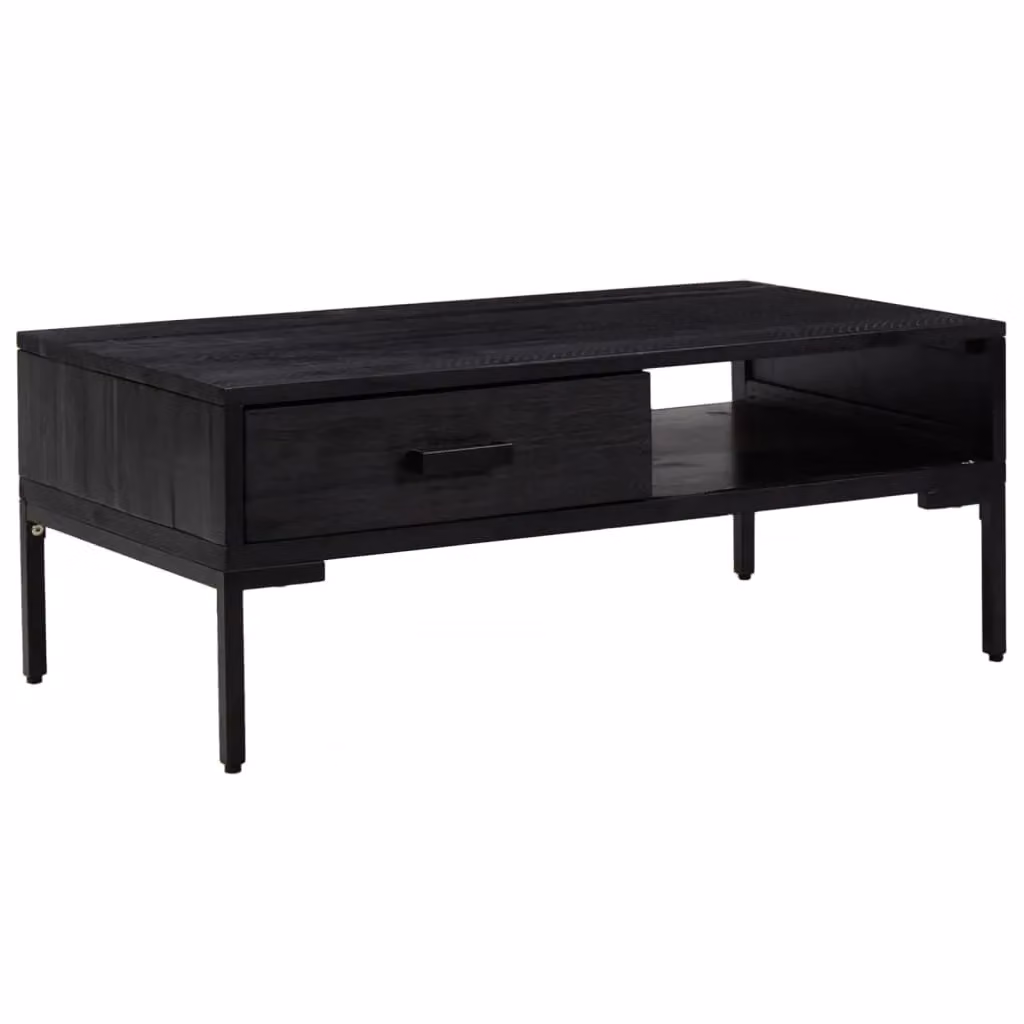 Berkfield Home Industrial Black Rectangular Coffee Table in Solid Pinewood, W/D/H: 90 x 50 x 35 cm – 2