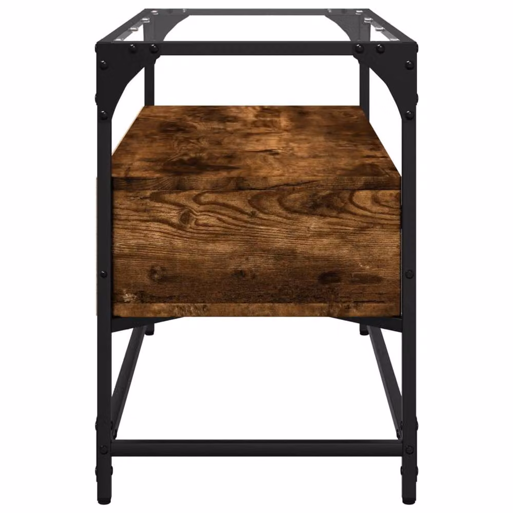 Berkfield Home TV Cabinet with Glass Top in Smoked Oak Brown, W/D/H: 80 x 35 x 51 cm – 3