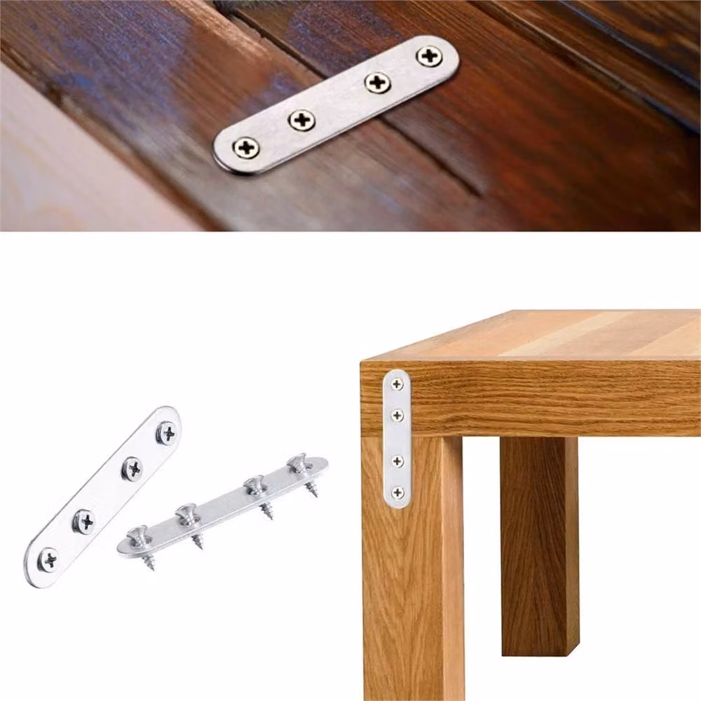 SPETLEK 10-Piece Set of Silver Stainless Steel Flat Straight Brace Brackets – 2