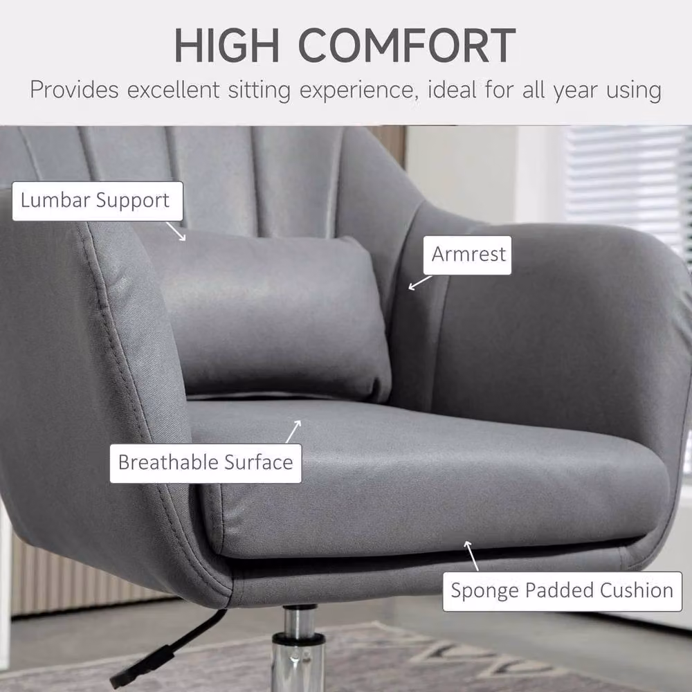 NESTLUNE Retro Swivel Tub Chair with Metal Frame in Grey – 2