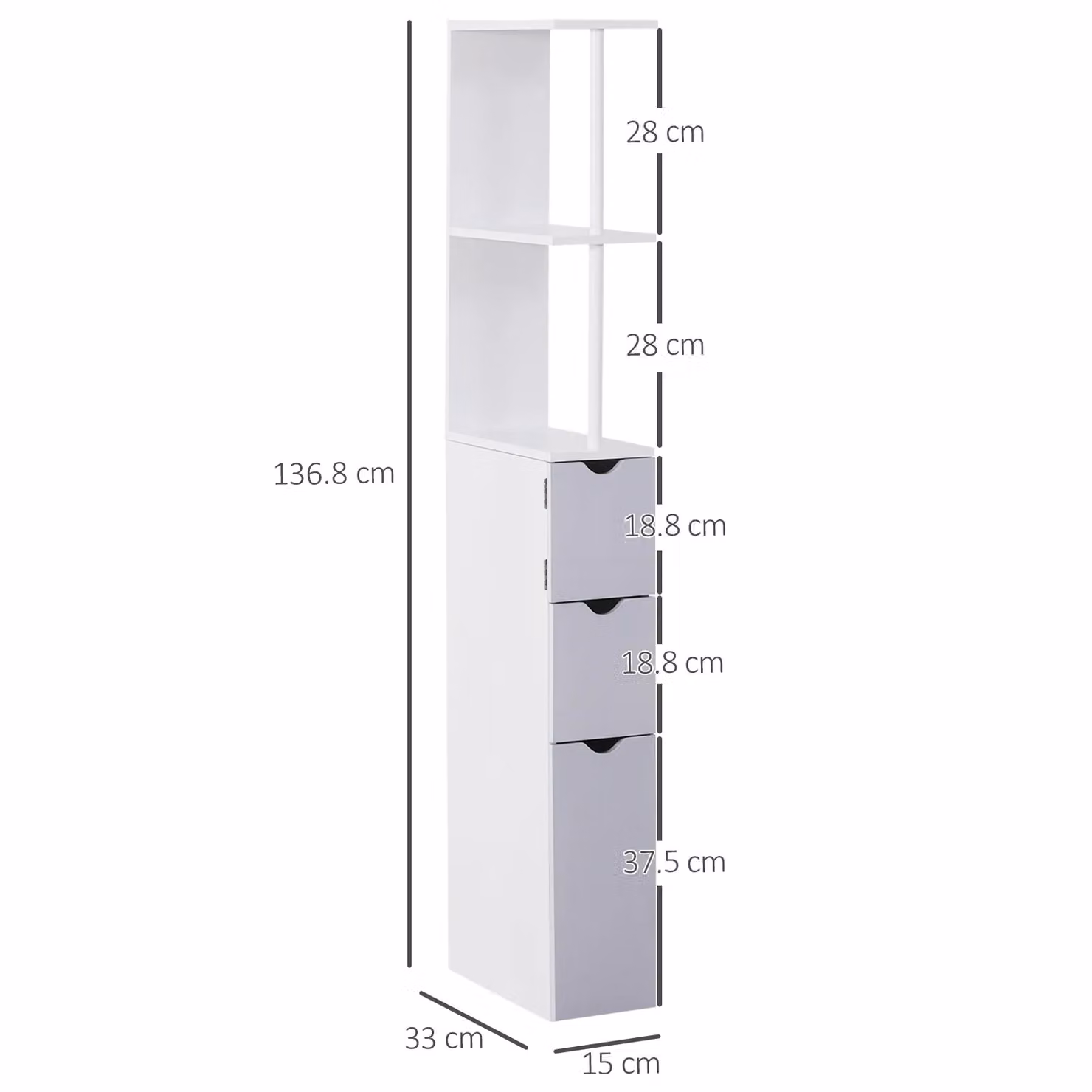 HOMCOM Tall Multicolour Bathroom Storage Cabinet with Drawers and Shelves – 2