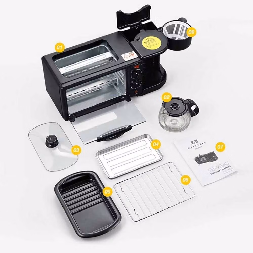 Ventryn 3-in-1 Breakfast Machine with Non-Stick Griddle and Coffee Maker in Black – 5