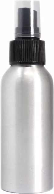 KDMK 100ml Brushed Aluminium Spray Bottle with Black Top for Cosmetics and Oils, Silver