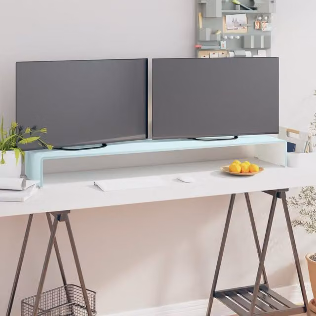 Berkfield Home Green Glass TV Stand and Monitor Riser, W/D/H: 120 x 30 x 13 cm