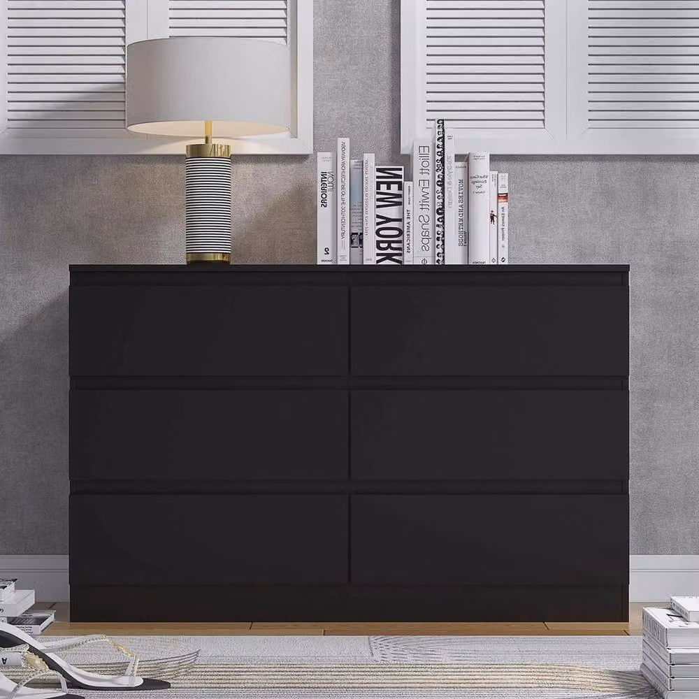 SPETLEK 6 Drawer Chest in Matt Black Scandinavian Style – 2