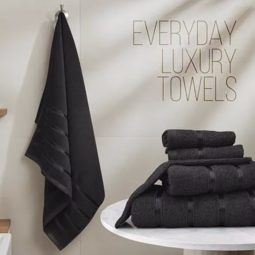Smart Living 8 Piece Luxury Cotton Towel Set in Black – 5