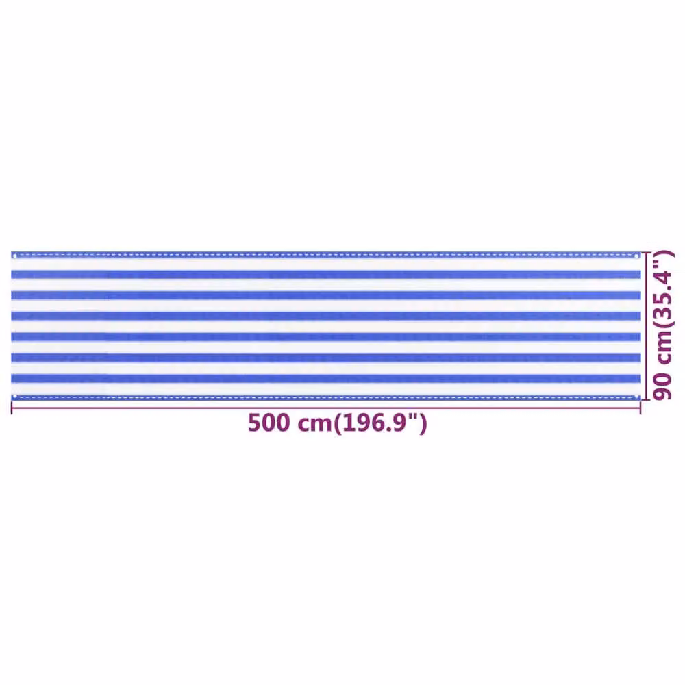 Berkfield Home Fabric Balcony Screen in Blue and White, W: 90 cm, H: 500 cm – 4