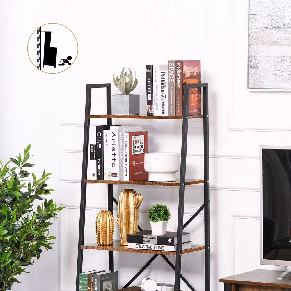 EONLION 4-Tier Minimalist Freestanding Ladder Shelf Unit in Black – 3