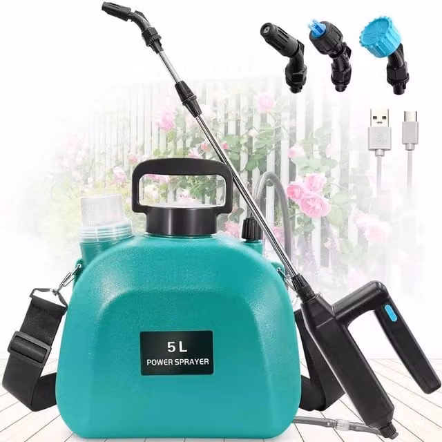 FLAVORA 5L Garden Pressure Sprayer with Rechargeable Battery in Green – 1