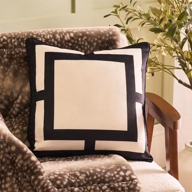 OHS Square Graphic Print Cushion Covers in Black and White, Pack of 4, 45 cm