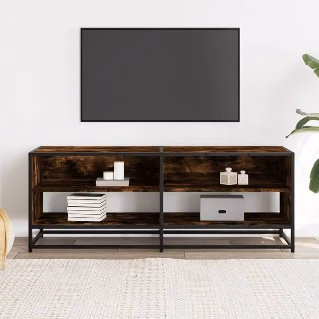 Berkfield Home TV Cabinet in Smoked Oak and Brown, W/D/H: 120.5 x 40 x 46 cm – 1