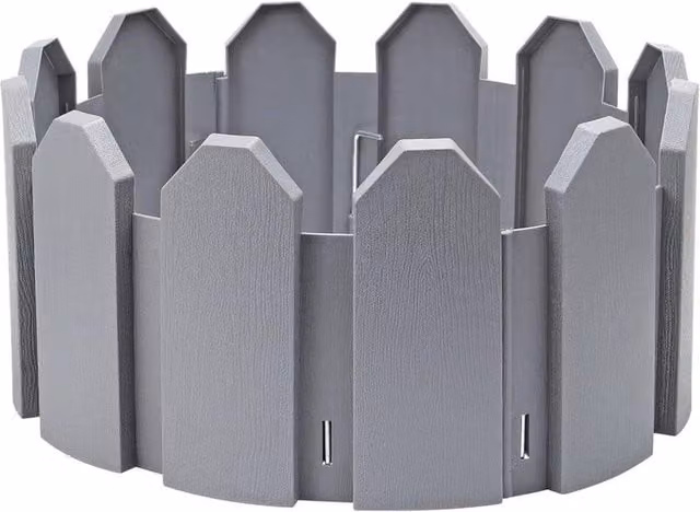 Nordara Grey Plastic Wooden Effect Garden Edging Picket Fence Lawn Set, 8 Pieces, Length: 100 cm – 1