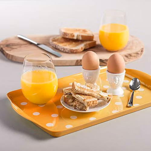 Zeal Melamine Dotty Rectangular Serving Tray with Handles, Yellow, W: 38 cm, D: 24 cm – 2