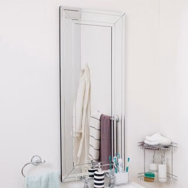 MirrorOutlet Grafham Bevelled Venetian Rectangular Glass Mirror in Silver, W: 120 cm, H: 50 cm