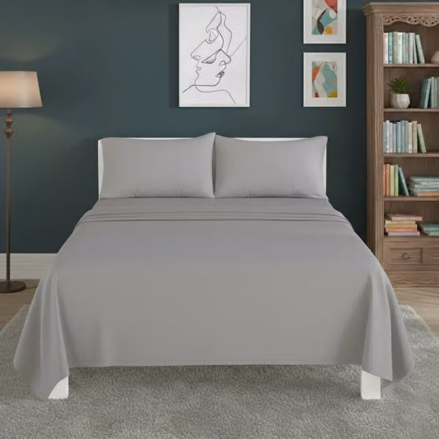 Snug City Easy Care Polycotton Flat Bed Sheet in Silver, Size: 90 x 200 cm – 1