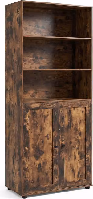 Costway Modern Wooden Freestanding Bookshelf Storage in Brown, H 181.0 x W 35.5 x D 35.5 cm