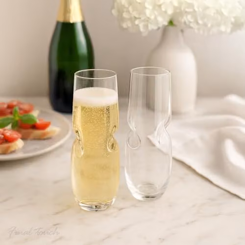 Final Touch Bubbles Transparent Stemless Champagne and Sparkling Wine Tumbler Glasses, Set of 2, 236 ml – 3