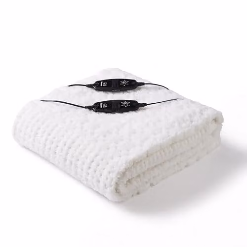 Beurer Indulgence Super King Size Dual Controller Electric Blanket with Fitted Skirt, White
