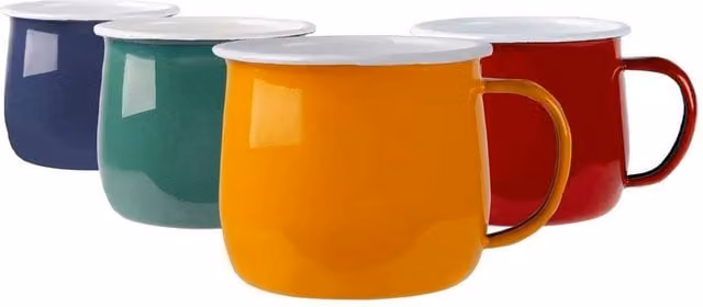 Argon Tableware Multicolour Enamel Belly Mugs, 375ml