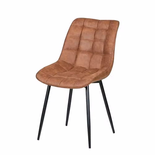 MCC Direct Alba Set of 2 Faux Matte Suede Leather Dining Chairs with Metal Legs in Tan – 3