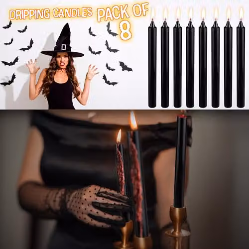 Deco Express Dripping Effect Taper Candle Set of 8, Black – 3