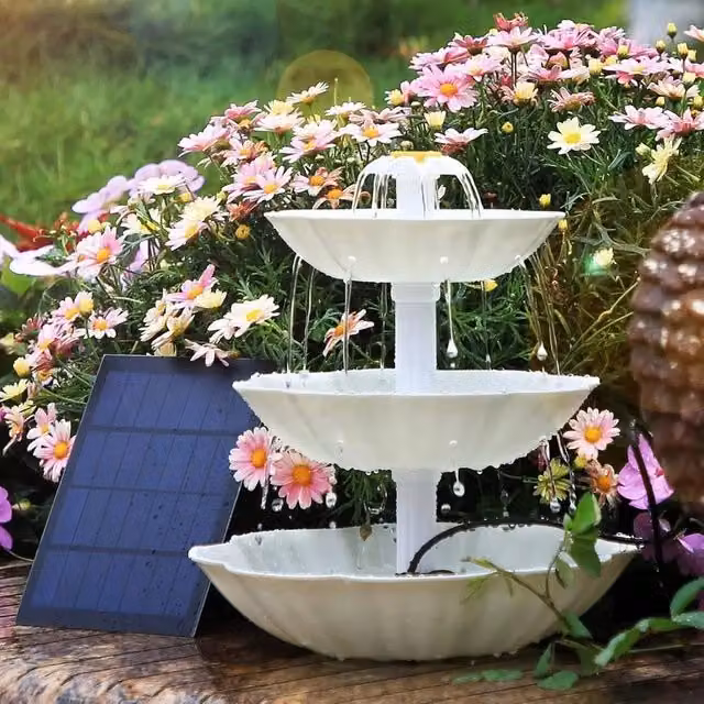 NESTLUNE Solar Floating Fountain Pump Water Feature for Garden Pools, White, W: 100 cm, D: 15 cm
