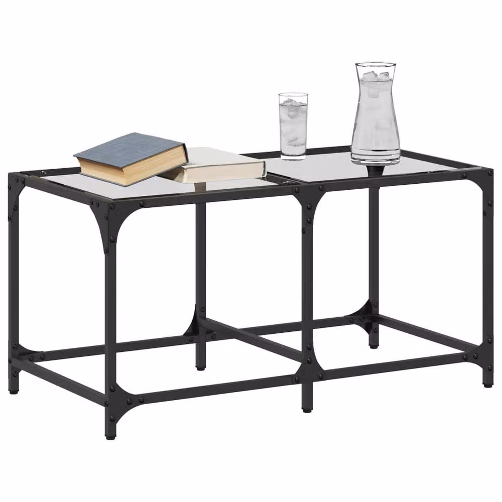 Berkfield Home Modern Rectangular Coffee Table with Transparent Glass Top and Black Steel Frame, W/D/H: 78.5 x 40 x 40 cm – 3