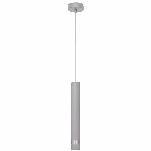 Helam Tuba Slim Suspended Cylinder Pendant Ceiling Light in Grey and Chrome