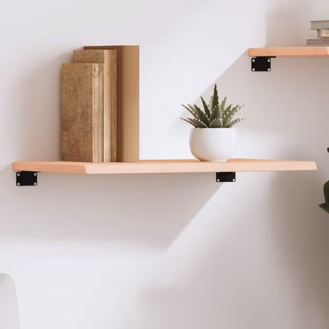 Berkfield Home Rustic Untreated Solid Oak Wall Shelf, Brown, W: 60 cm, D: 30 cm, H: 2 cm – 1