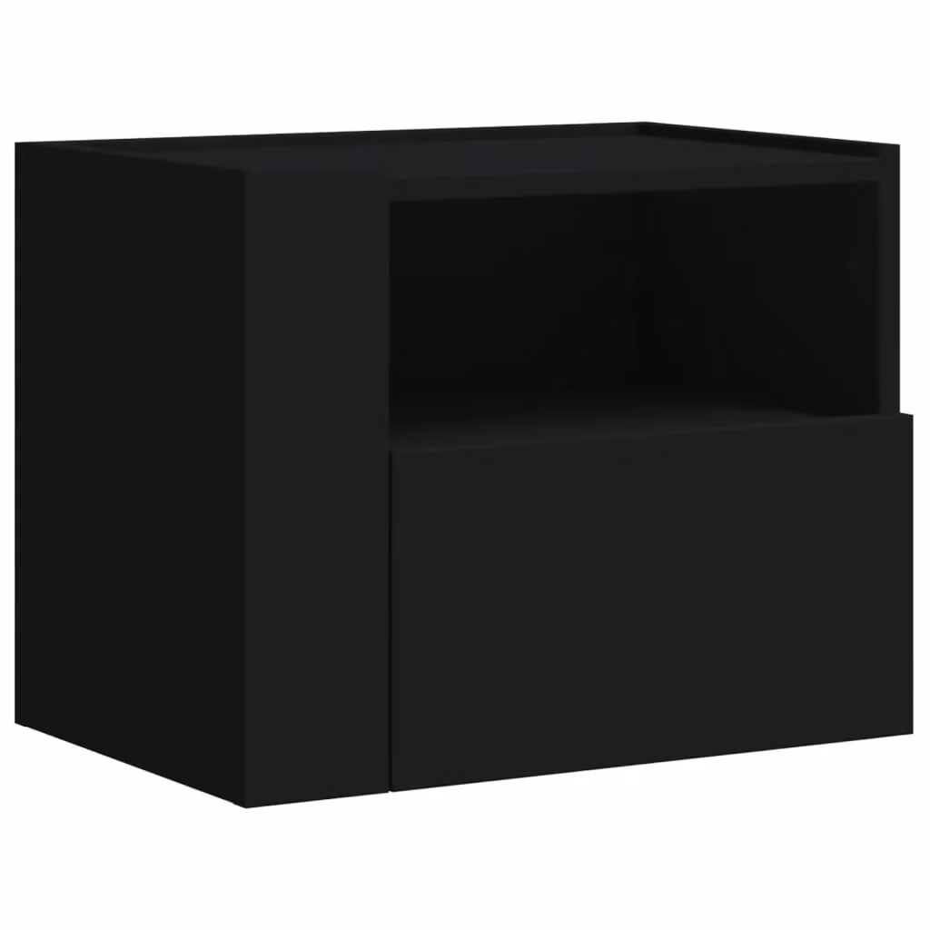 Berkfield Home Set of 2 Wall-mounted Bedside Cabinets in Black, W/D/H: 45 x 30 x 35 cm – 3
