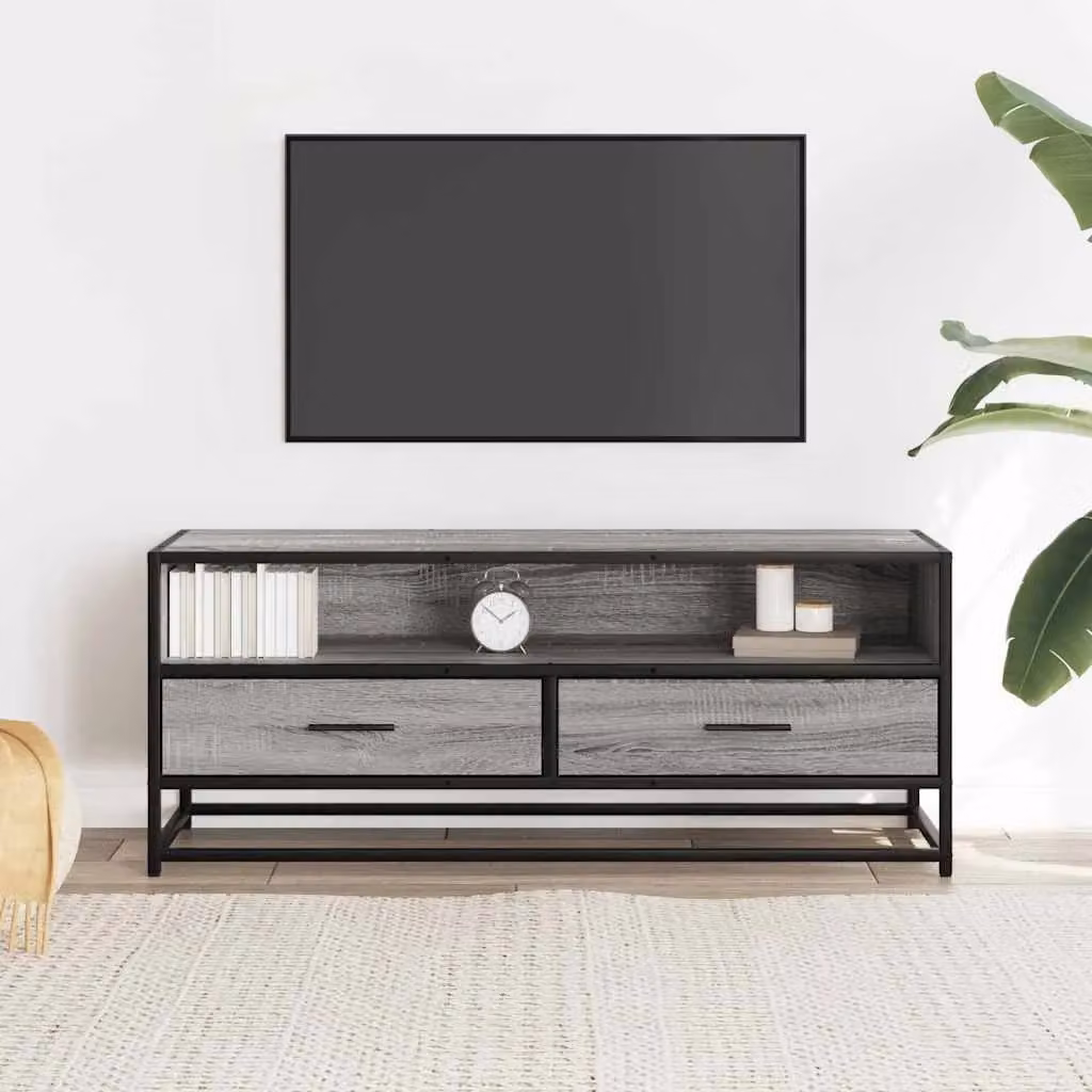 Berkfield Home Industrial TV Cabinet in Grey Sonoma, W/D/H: 100 x 34.5 x 40 cm – 3