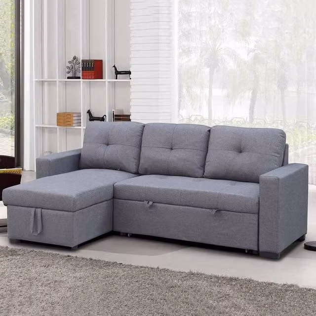 More4Homes Newport Reversible Fabric Corner 3 Seater Sofa Bed with Storage in Grey – 1