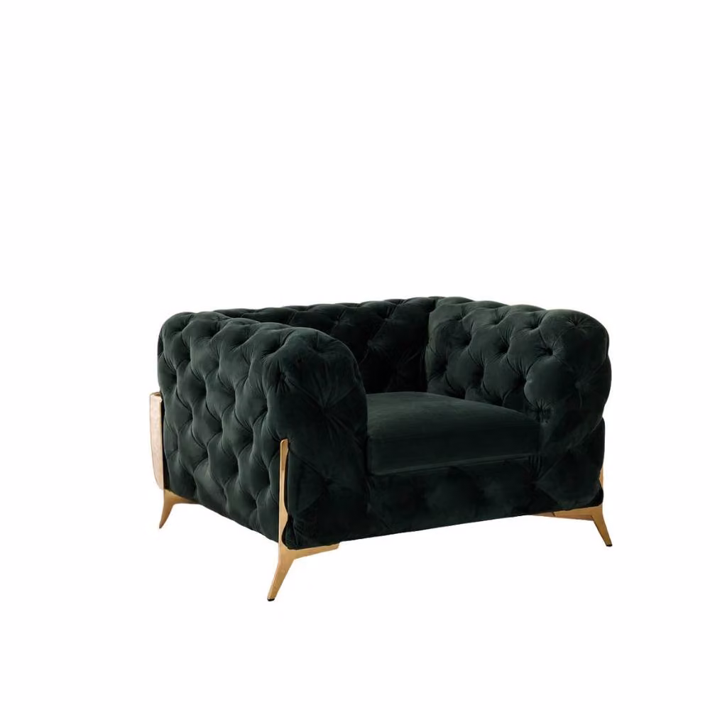 Stratus Interiors Green Plush Velvet 1 Seater Italian Chesterfield Sofa – 2