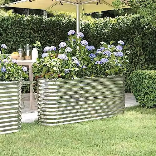 vidaXL Silver Galvanised Steel Garden Raised Bed W: 152 cm, D: 40 cm, H: 68 cm – 2