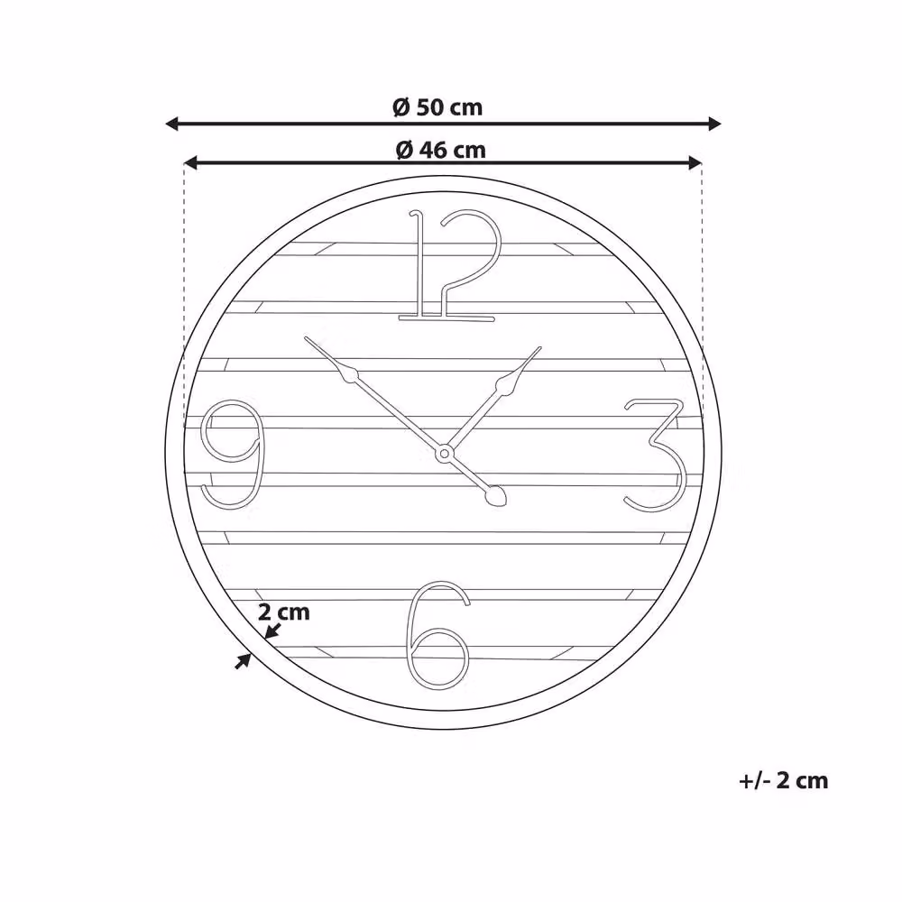 Wyld and Coco Round Analog Wall Clock in Brown and White with Wood Striped Face, Diameter: 50 cm – 3