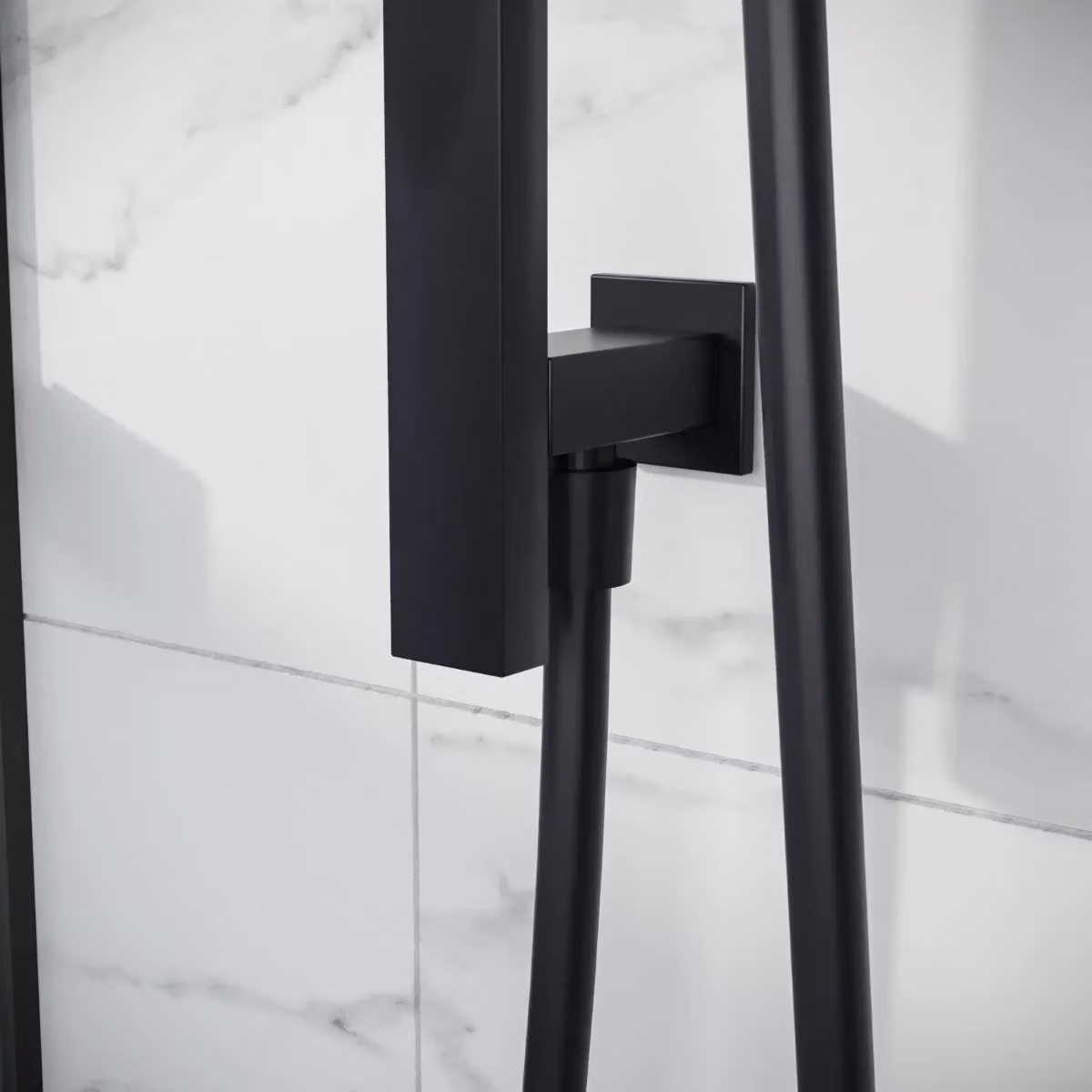 Nes Home Matte Black Adjustable Stainless Steel Bathroom Shower Slider Riser Rail Kit with Handset – 2