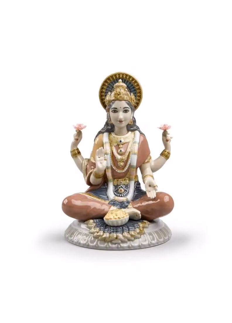 Lladró Goddess Sri Lakshmi Multicolour Porcelain Figurine