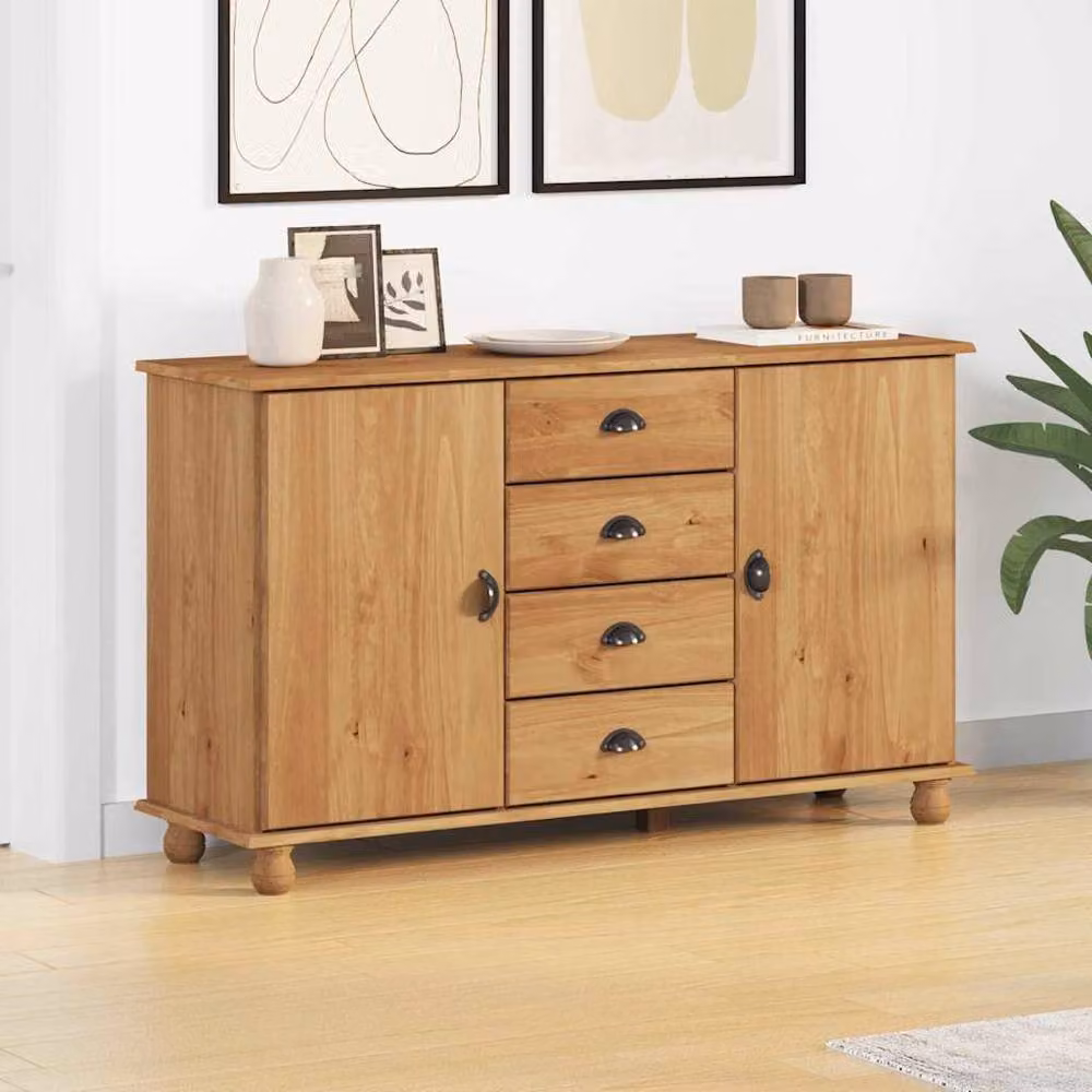 Berkfield Home ASKIM Sideboard in Brown Solid Wood Pine, W/D/H: 133.5 x 40 x 79 cm – 2