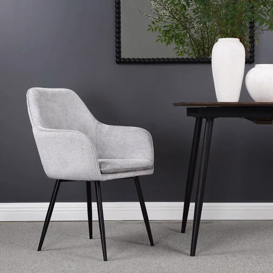 Home Garden Direct Muse Accent Chair with Grey Woven Fabric Upholstery and Metal Frame – 2