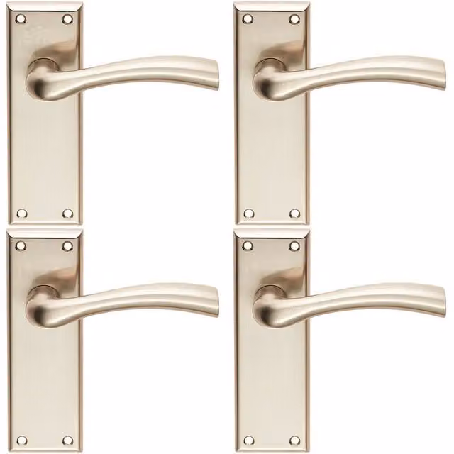 Loops 4x Chunky Curved Tapered Handle with Latch Backplate, Satin Nickel, W: 150 mm x H: 50 mm