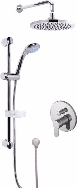 Balterley Concealed Manual Valve with Multi Function Slide Rail Kit and Arm Head in Silver